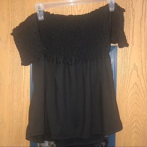 Black off the shoulder cinched top